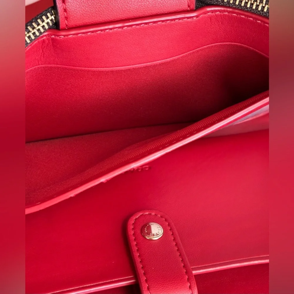 Coach Signature Canvas Wallet with Red Tab